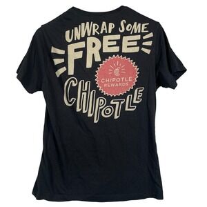 Chipotle Shirt Mens L Black Loomstate Organic Cotton Rewards Graphic Unwrap Free
